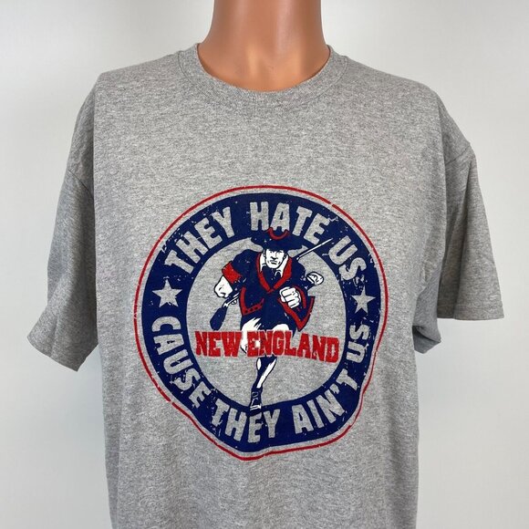 Gildan Other - New England Patriots They Hate Us T Shirt Mens Size L Grey NFL Football